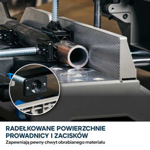 Przecinarka ukosowa do metalu Evolution S355MCS-G2 z tarczą EVOMAX Cermet Long-Life 80T 355 mm, inteligentną technologią silnika oraz prowadnicą Shadowline