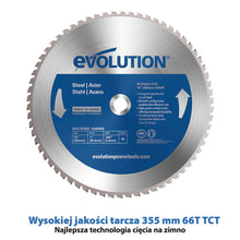 Pakiet przecinarka do metalu Evolution S355MCS 355 mm z tarczą do cięcia metalu + Evolution EVOMAG42