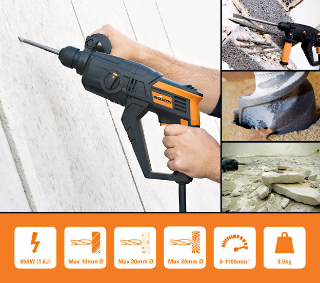 Czterofunkcyjna młotowiertarka SDS Evolution SDS4-800 z akcesoriami