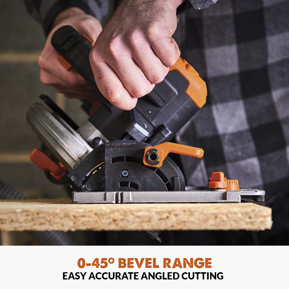 Akumulatorowa piła tarczowa Evolution R185CCS-Li 185 mm 18V Li-Ion EXT z wielomateriałową tarczą TCT