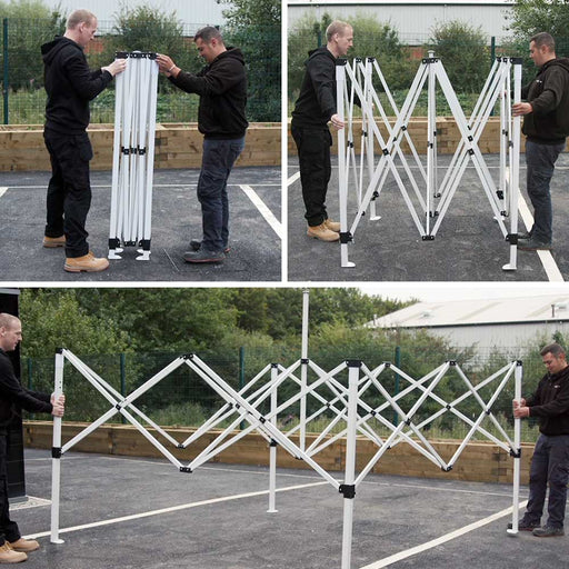 Evolution 3x3m All-Weather Pop-up Gazebo Workspace (Frame & Black Canopy with Evolution Logo) - Evolution Power Tools UK