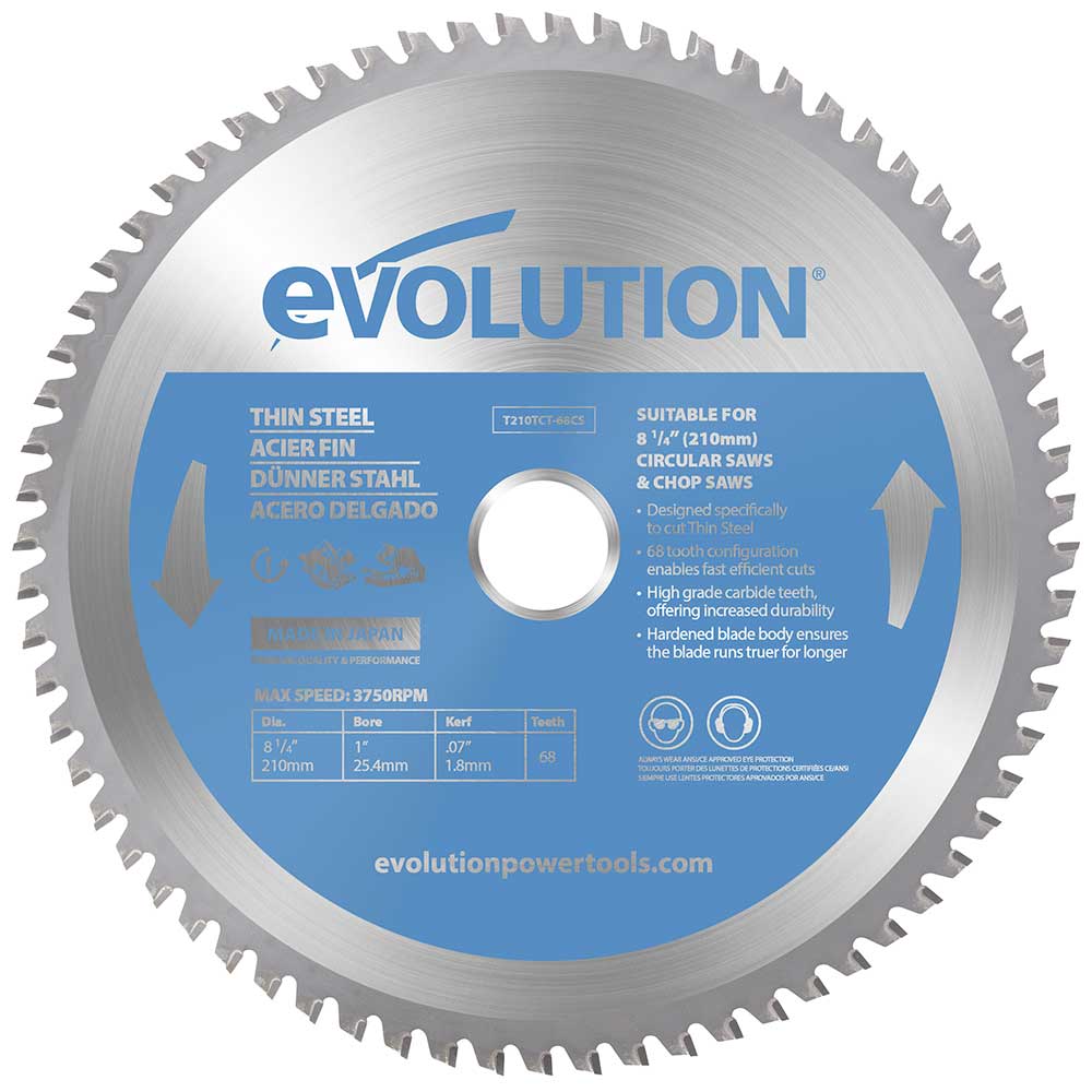 Tarcza TCT do cięcia cienkiej stali Evolution 210 mm 68T